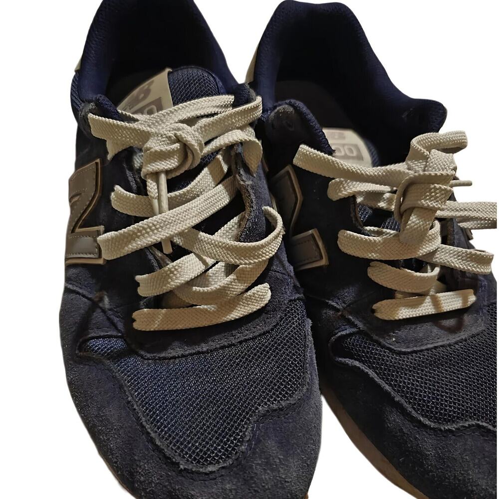 Vintage NEW BALANCE Size 9 Men NB 500 Navy Blue Suede Mesh Gum Sole GM500ST